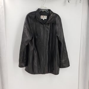 LNR SPORT mens M black leather full zipper